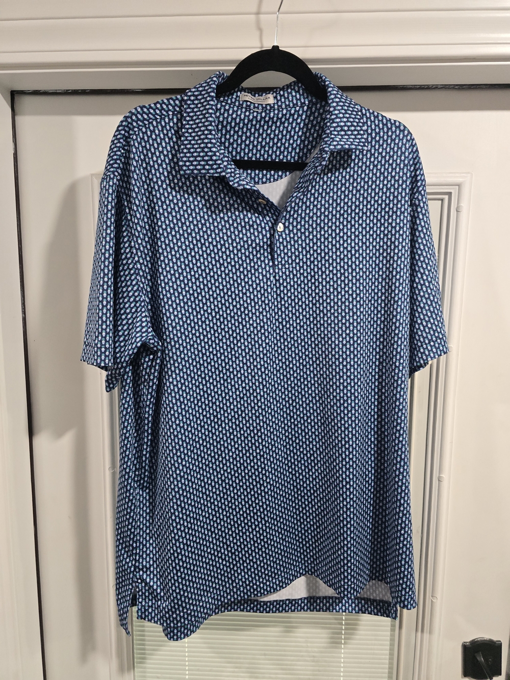 Peter Millar Blue Geometric Polo
